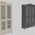 Elegant Black Bookcase With Glass Doors Drawers And Metal Accents Design