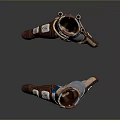Unique Leather Daily Use Gloves With Metal Accents And Brown Blue Detailed Design