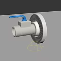 Stainless Steel Pipe Valve With Blue Handle And Wall Mounted Base