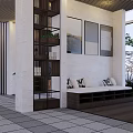 Modern Indoor Garden Landscape Design With Green Plants And Decorative Shelves