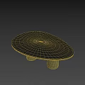 Modern Black Coffee Table With Two Conical Legs And Minimalist Design 3d model