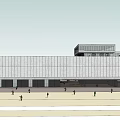 Modern Urban Building Exterior With Glass Curtain Wall Trees And Sidewalk
