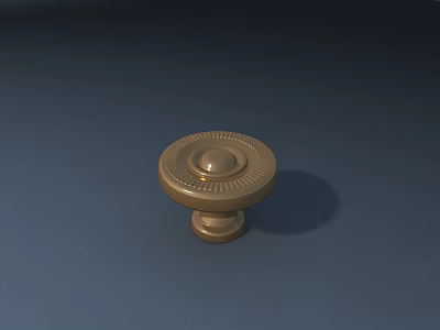 Ornate Dining Table's Golden Round Knob With Decorative Patterns And Sturdy Base 3d model