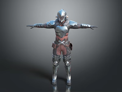 Game Movie Warrior Character With Metallic Armor 3D Model And Outstretched Arms Design 3d model
