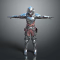 Game Movie Warrior Character With Metallic Armor 3D Model And Outstretched Arms Design