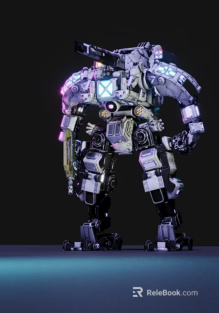 Smart Machine With Mechanical Arms Illuminated Components And Metallic Armor Structure 3d model 