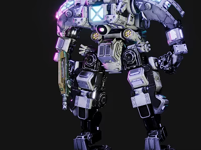 Smart Machine With Mechanical Arms Illuminated Components And Metallic Armor Structure 3d model