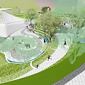 Modern Plaza Landscape Design With Open Space People Activities Trees And Water Features