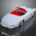 Vintage Silver Open Top Convertible Car With Red Interior And Classic Styling