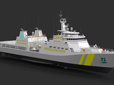 Vietnamese Coast Guard Ship With White Hull Yellow Stripes And Antenna Systems 3d model