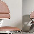 POLIFORM Modern Dining Chairs With Pink Leather Seat And Chrome Cross Leg Frame Design