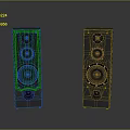 Pair of Floor Standing Speakers With Multiple Drivers Sleek Gray Finish Modern Audio Equipment