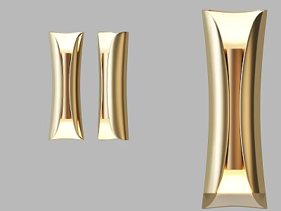 Golden Modern Wall Lamps With Elegant Curved Design For Home Interior 3d model