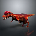 Red Crest Dinosaur 3D Model With Fierce Expression And Red Brown Skin
