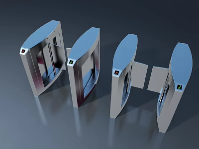 Modern Stainless Steel Swing Door With Transparent Panel For Access Control Entrance 3d model
