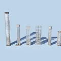 Architectural Columns Featuring Diverse Geometric Patterns And Structural Designs For Building