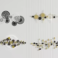 Modern Geometric Wall Decor With Circular Patterns Lines And Metallic Gold Accents 3d model