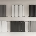 Various Colored Wall Mounted Radiators With Modern Designs Arranged On White Wall