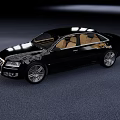 Black Audi Luxury Sedan With Beige Leather Seats And Glossy Exterior Finish