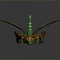 Fantasy Character Design Of Mythical Dragon Creature With Green Orange Wings And Horns