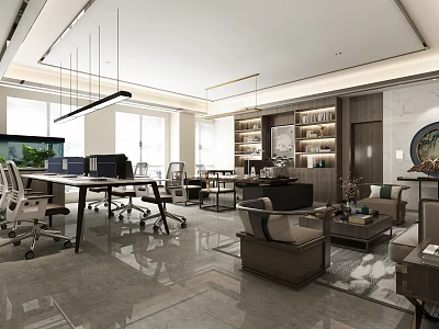 Meeting group bookcase sofa group 3d model