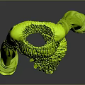 Neon Green Sculptural Dress With Pleated Design Long Sleeves And Flared Cuffs