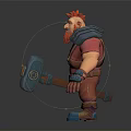 Fantasy Dwarf Character With Red Hair Orange Beard Red Tunic Gray Armor And Blue Boots