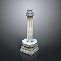 Traditional Carved Stone Pillar With Multi Layered Base And Intricate Details