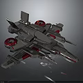 Futuristic Cosmic Spacecraft Design Featuring Metallic Body Red Propellers And Wing Structures
