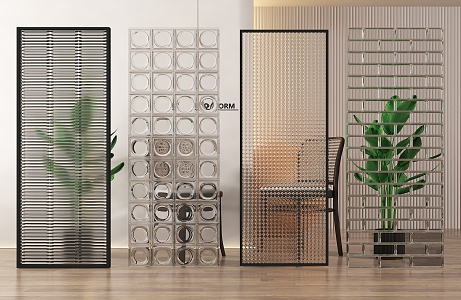 Modern Changhong glass partition glass partition glass brick partition glass brick 3d model