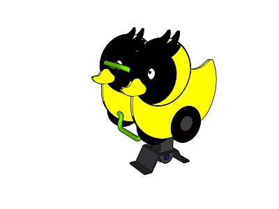 Fun Cartoon Duck Shaped Play Equipment for Kids with Yellow Black Green Design 3d model