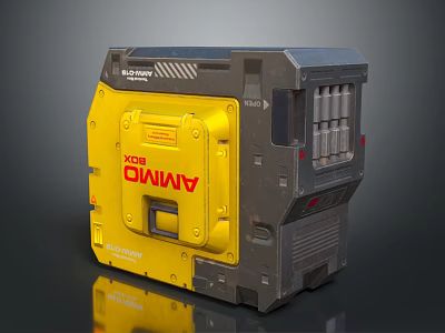Yellow Ammo Box Storage Container With Red Lettering For Home Organizing And Daily Use 3d model