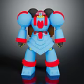 Stylish Blue And Red Robot Figure With Detailed Armor And Mechanical Design