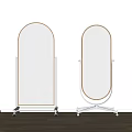 Stylish Floor Mirrors With Arched Scalloped Edges And Metal Wooden Stands