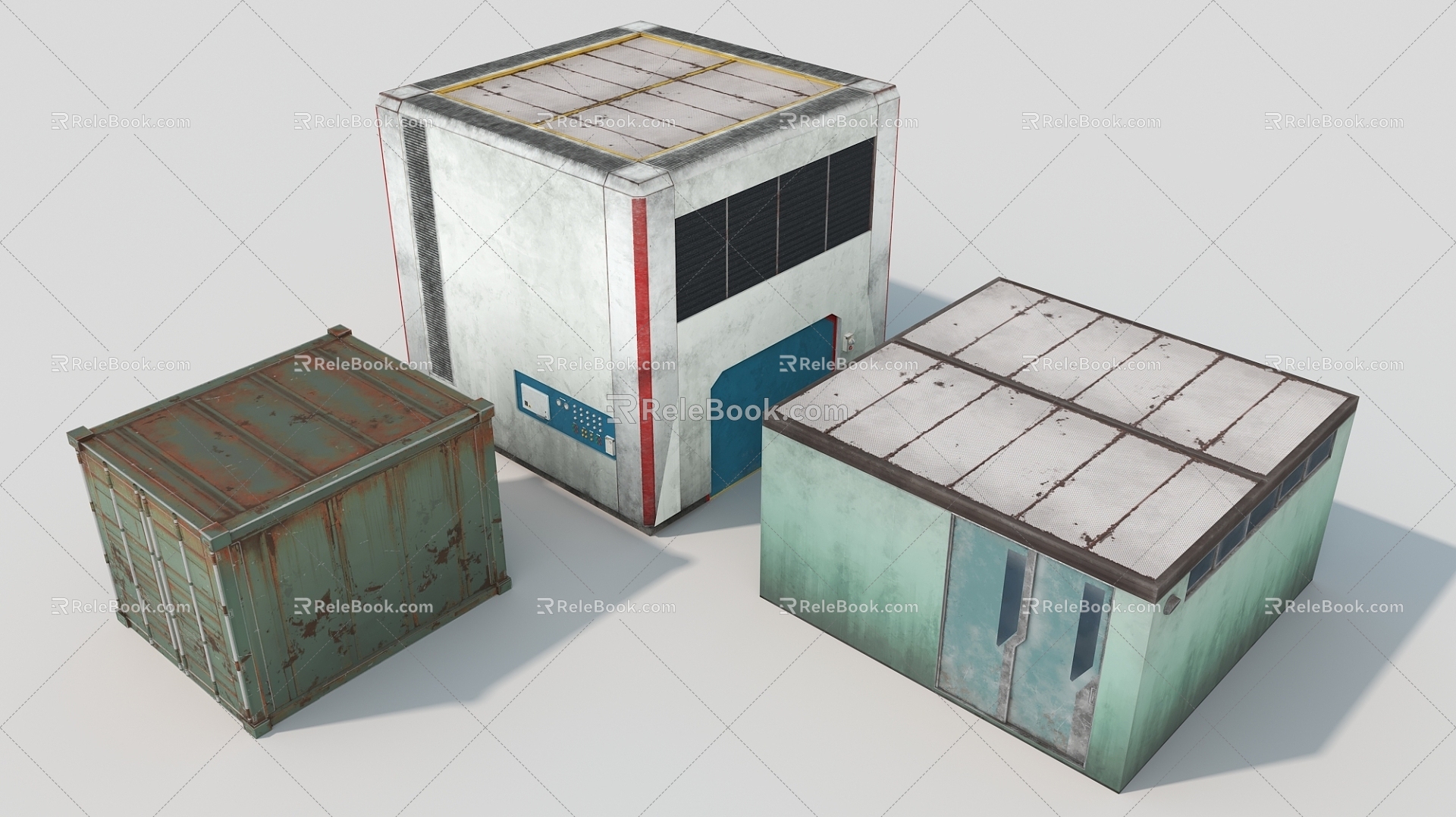 Power Station Substation Box Shed House Container Old Container House Industrial Hard Surface 3d model