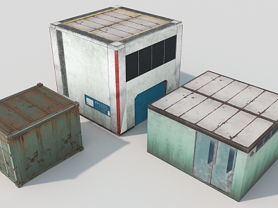 Power Station Substation Box Shed House Container Old Container House Industrial Hard Surface 3d model