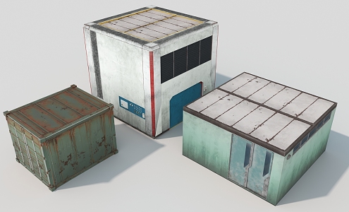 Power Station Substation Box Shed House Container Old Container House Industrial Hard Surface 3d model