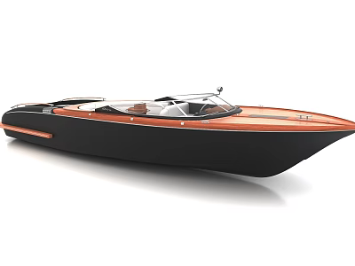Sleek Modern Yacht With Wooden Accents And Black Hull 3d model
