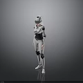 Futuristic Tech Bodysuit Design With Black And White Armor And Helmet