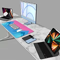 Modern Computer Workstation Setup With Desktop Monitor Laptops Keyboard Mouse And Smartphone