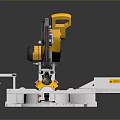 Yellow Household Miter Saw with Red Blade and Silver Base for Home DIY Cutting Projects