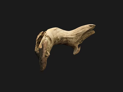 Natural Stone Wood Piece With Irregular Shape And Brown Textured Surface 3d model