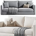 Modern Sectional Sofa With Soft Fabric Pillows And Cozy Throw Blanket 3d model