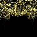 Event Entrance Featuring Star Moon Shaped Lights Blue Sky Background and White Pillars