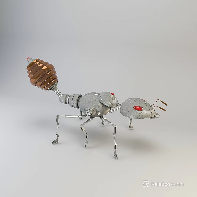 Metal Ant Doll With Red Eyes And Brown Tail Mechanical Structure Design 3d model