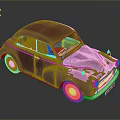Shiny Purple Vintage Classic Car with White Wheels and Retro Design