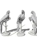 White Parrot Shaped Table Lamps Set of Three with Decorative Bird Design