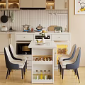 Modern Open Kitchen Interior With White Island Counter Dining Chairs And Cabinets