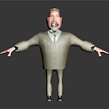 3D Animated Male Character In Green Military Uniform With Medals Arms Outstretched Against Dark Background
