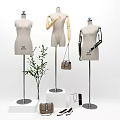 Fashion Mannequins Display With Handbag Small Plant Shopping Bag And Cosmetics